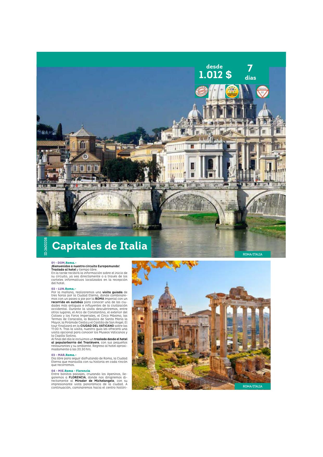 Capitales de Italia — 7 días
