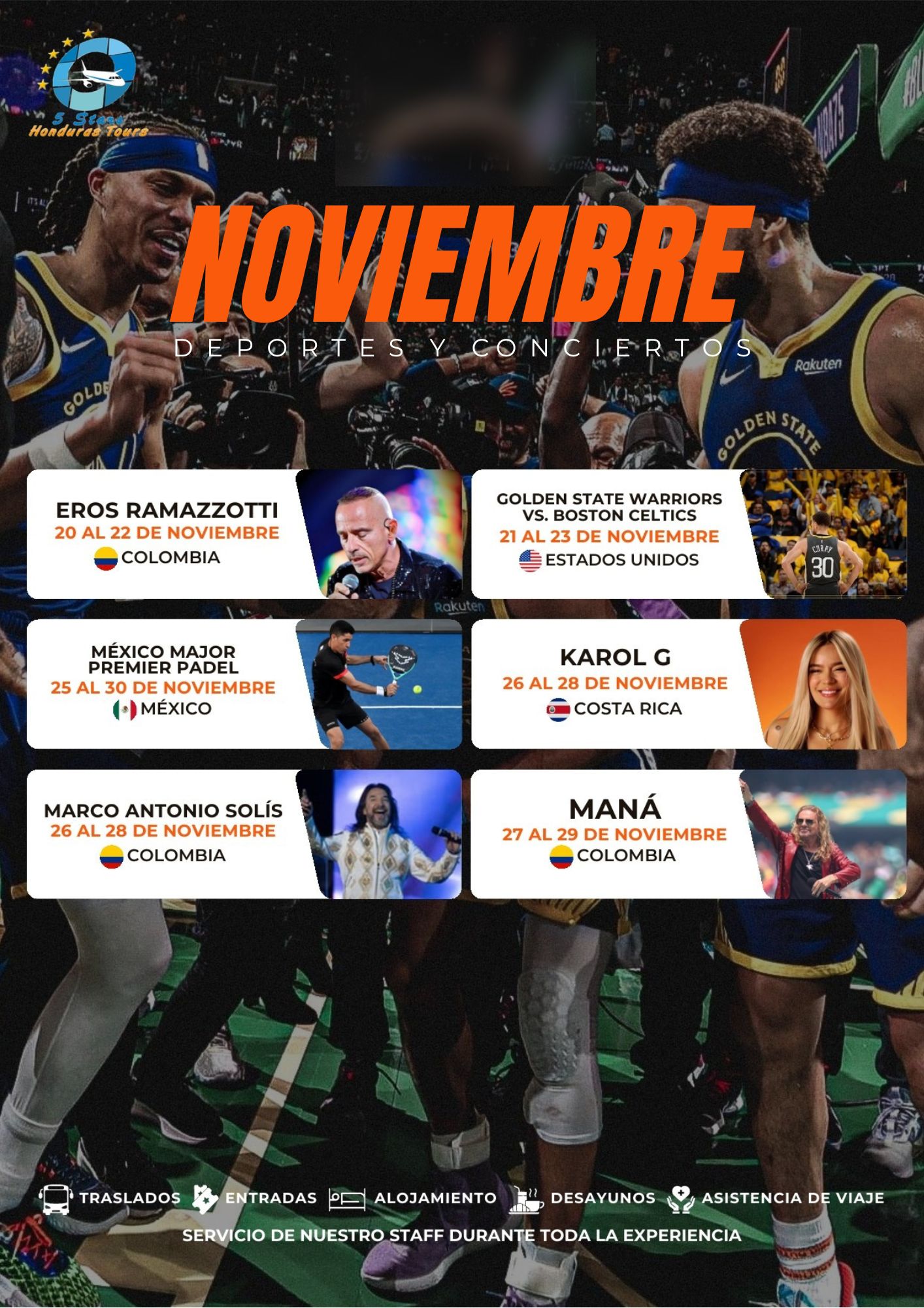 Flyer Noviembre (parte 2) — eventos deportivos y conciertos