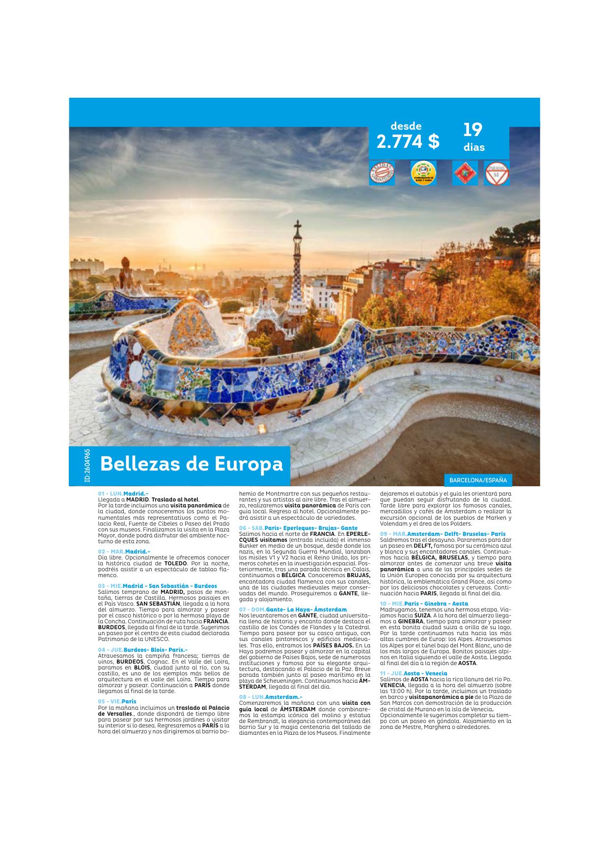 Bellezas de Europa — 19 días